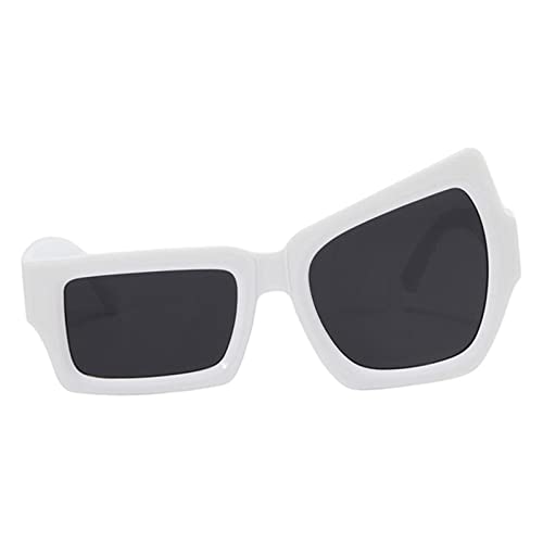 jojomis Sonnenbrille mit asymmetrischen großen Augen, lustige Sonnenbrille für Halloween, Festivals, Kostümpartys, Weiß von Jojomis