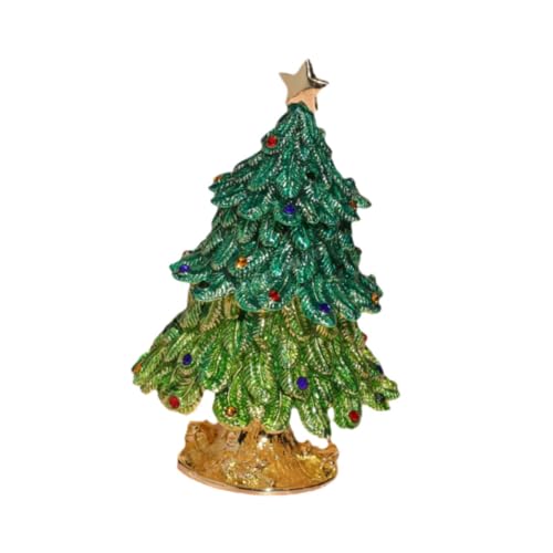 jojomis Weihnachtsbaum-Schmuckschatulle, Metalllegierung, aufklappbar, emailliert, staubdicht, Schmuck-Aufbewahrungsbox für Armband, Schminktisch, Ehefrau (5,9 x 10,9 cm) von Jojomis