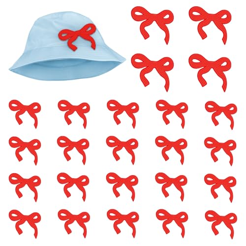 25 pcs Polyestereisen auf Bugfleck Gute Adhäsion Bogenstickstätte Patch nicht verblassende Nähen bestickte Applikationen Fügen Sie Schönheit für Kleidung hinzu(Rot) von Jokapy