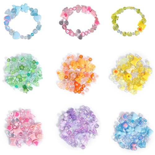 260-320pcs Acrylperlen für Armband Make Cute Bugs Heart Bär Stern Acrylperlen 6 Farben für Schmuck Making DIY Halskette Schlüsselbund(6) von Jokapy