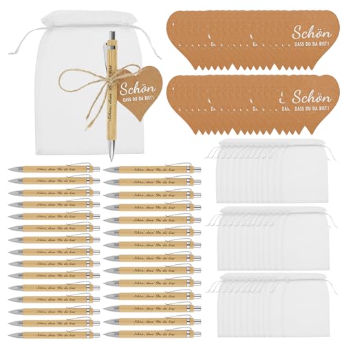 30 Sets Glücksstift Kugelschreiber, Abschiedsgeschenk Kollegen Schüler Holz Kugelschreiber, Dankeschön Geschenke Schön Das du da Bist Gastgeschenke für Hochzeit Kommunion Taufe Geburtstag Geschenk von Jokapy