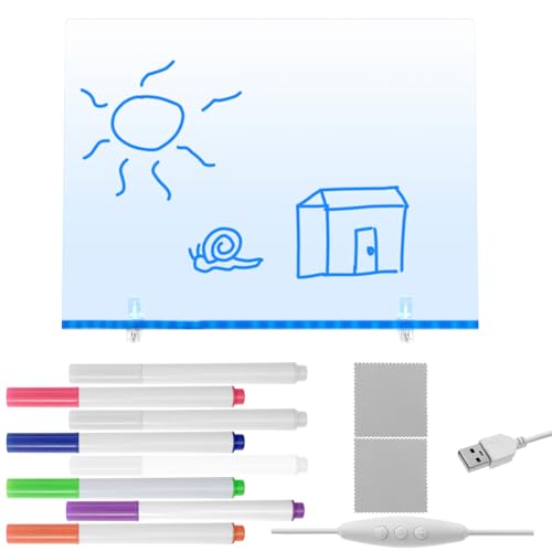 LED -Zeichenbrett Note Board mit leichten und 7 Markierungen Acryl -Zeichenbrett Trockener Memo -Memo -Pad -Mehrzweck für das Kids School Home Cafe Office(transparent) von Jokapy