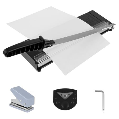 Papierschneider A4 A5 B5 B6 B7, Hebelschneider mit Eckenrunder und Locher Papierschneidemaschine für 10 A4-B7(80g /㎡) Blatt Schneidleistung Manuell Fotoschneider für Papier Etiketten Fotos (schwarz) von Jokapy