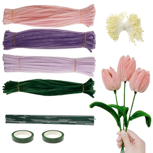 Pfeifenreiniger verdrillter Stick Bouquet Set Blumenstiel Rohrreiniger für Craft Creative DIY Kit für Anfänger(farbe) von Jokapy