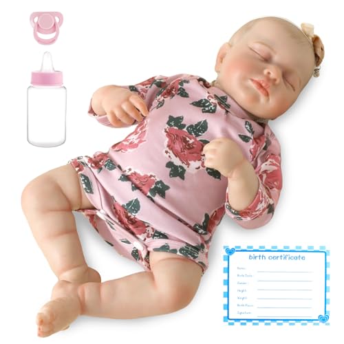 Realistisches Babypuppenspielzeug 18 -Zoll -Vinyl Neugeborene Babypuppe mit Geburtsurkunde und Schnuller lebensechter Rollenspielzeug für Kinder über 3 Jahre alt(B) von Jokapy
