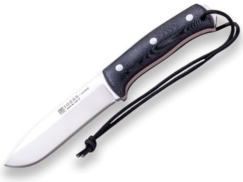 Joker Survival-Messer Nomad CM125-K, Griff aus schwarzem Micarta Canvas, 12,7 cm Klinge, schwarze Kydex-Scheide, Werkzeug für Angeln, Jagd, Camping und Wandern von Joker