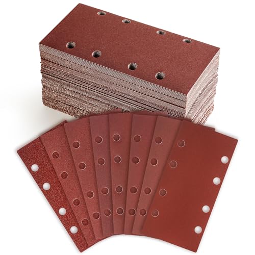 100tlg Schleifpapier für Schwingschleifer, 8 Löcher 93 x 185 mm Schleifblatt Set, Körnung 40/60/80/120/180/240/320/400 100tlg Schleifpapier für Schwingschleifer, 8 Löcher 93 x 185 mm Schleifblatt Set, Körnung 40/60/80/120/180/240/320/400 von Jokisa