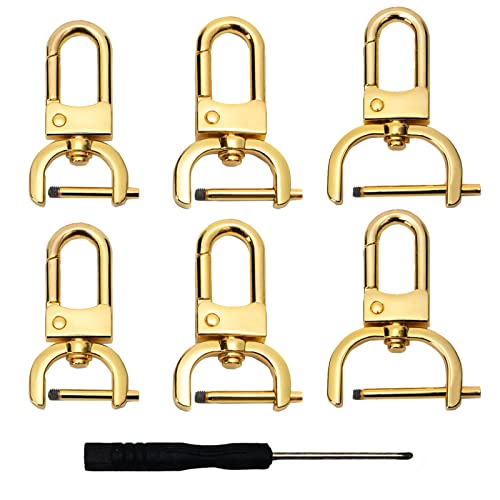 D-Ringe mit Drehgelenk, Ersatz-Karabinerhaken, abnehmbare D-Ringe, Karabinerverschluss mit Schraubendreher für Tasche, Leder, Handwerk, Geldbörse (Gold, 1,6 / 2,9 / 2,5 cm) von Jokupey
