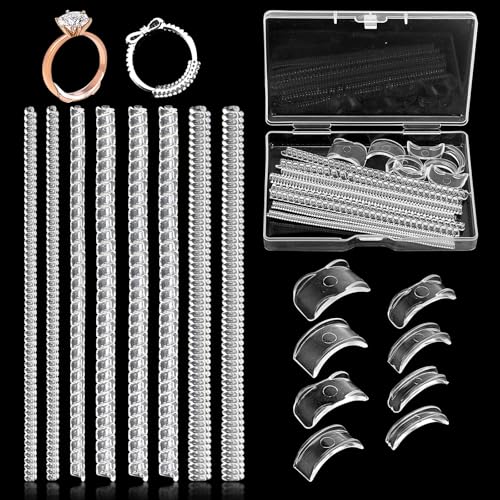 Einsteller für lose Ringe, unsichtbarer Einsteller, passt auf jeden Ring, Einsatz und Spiralringversteller, unsichtbare Schutzvorrichtungen für Damen und Herren, 16 Stück, 2 Stile, 8 verschiedene Einsteller für lose Ringe, unsichtbarer Einsteller, passt auf jeden Ring, Einsatz und Spiralringversteller, unsichtbare Schutzvorrichtungen für Damen und Herren, 16 Stück, 2 Stile, 8 verschiedene von Jokupey