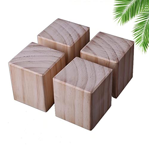 Jolan Quadratische Tischbeine,Möbelbeine Holz,Schrankbeine,Bettbeine,Sofabeine,Möbelerhöhungskissen,DIY Möbelfüße,Couchtisch Esstisch Schreibtisch Stütz Möbelfüsse,4 Stück Tischfüße,Wood-4×4×4cm von Jolan