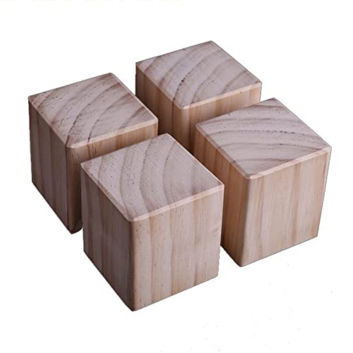 Möbelbeine Holz 4 Stück,Quadratische Sofabeine Möbelfüsse,Tischbeine,Schrankfüße Aus Massivholz,Möbelfüße Für Betten,Couchtische,Esstische,Um Die Höhe Zu Erhöhen,rutschfest,Wood-3×3×3cm von Jolan
