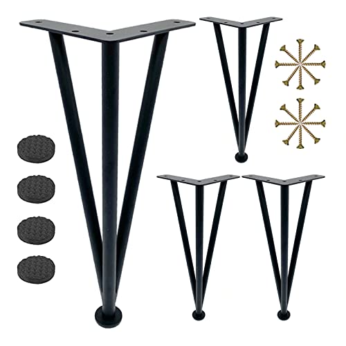 Tischbeine Metall,4 Stück,Möbelfüße Verstellbar,Möbelbeine Schwarz/Gold/Silber,Ersatz Möbelfüsse Für Esstisch Couchtisch Schreibtisch 10cm 20cm 25cm 30cm 35cm 40cm 60cm Tischfüße,Black-60cm/23.6in von Jolan