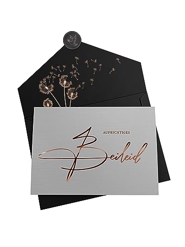 Joli Coon Aufrichtiges Beileid Klappkarte mit Kuvert und Wachssiegel - Beileidskarte mit Umschlag - Trauerkarte von Joli Coon