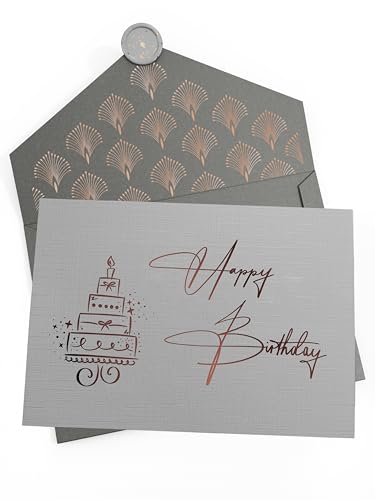 Joli Coon Geburtstagskarte - Happy Birthday GREY Klappkarte mit Kuvert und Wachssiegel von Joli Coon