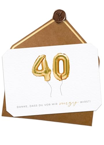 Joli Coon Danke dass du vor mir 40 wirst Klappkarte - A6 mit Naturkuvert und Wachssiegel - Geburtstagskarte 40 lustig von Joli Coon