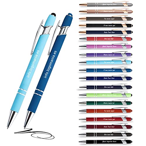 Jolis Papiers Kugelschreiber mit gravur 2-in-1-Stift mit Ihrem personalisierten Text im 12er-Set (Karibikblau/Hellblau, 12) von Jolis Papiers