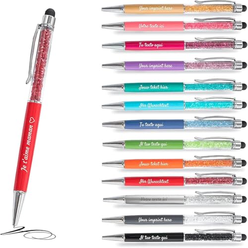 Jolis Papiers – 10 personalisierte Kugelschreiber mit Gravur (Text oder Logo) – Touchpen – Firmen-, Event- oder Werbegeschenk – Französische Marke von Jolis Papiers