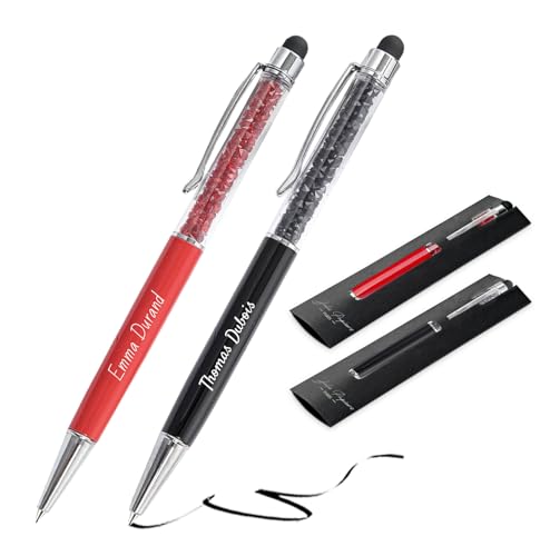 Jolis Papiers – 2 personalisierte Kugelschreiber mit Gravur (Text oder Logo) – Touchpen – Firmen-, Event- oder Werbegeschenk – Französische Marke – Geschenkbox inklusive von Jolis Papiers