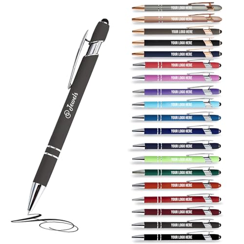 Jolis Papiers Kugelschreiber 2 in 1 Personalisiert mit Ihrem Logo, Werbe-Kugelschreiber (18 Farben erhältlich) (100er-Set, Grau) von Jolis Papiers