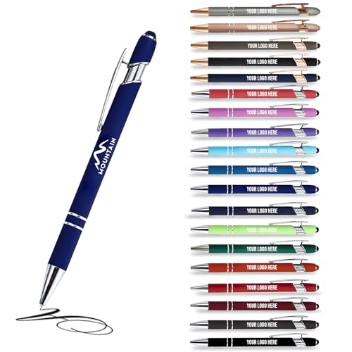 Jolis Papiers Kugelschreiber 2 in 1 Personalisiert mit Ihrem Logo, Werbe-Kugelschreiber (18 Farben erhältlich) (12er-Set, Electric Blue) von Jolis Papiers