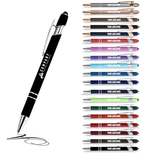 Jolis Papiers Kugelschreiber 2 in 1 Personalisiert mit Ihrem Logo, Werbe-Kugelschreiber (18 Farben erhältlich) (12er-Set, Schwarz) von Jolis Papiers