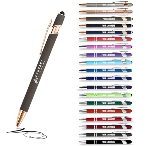 Jolis Papiers Kugelschreiber 2 in 1 personalisiert mit Ihrem Logo, Werbe-Kugelschreiber (18 Farben erhältlich) (50, Grau Kupfer-Edition) von Jolis Papiers