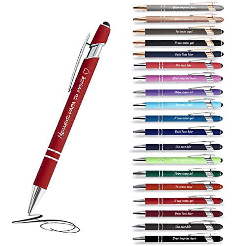 Jolis Papiers Kugelschreiber mit gravur 2-in-1-Stift mit Ihrem personalisierten Text im 12er-Set (Rot, 12) von Jolis Papiers