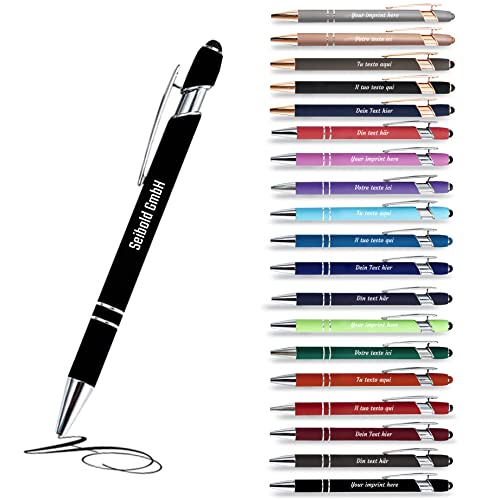 Jolis Papiers Kugelschreiber mit gravur 2-in-1-Stift mit Ihrem personalisierten Text im 12er-Set (Schwarz, 12) von Jolis Papiers