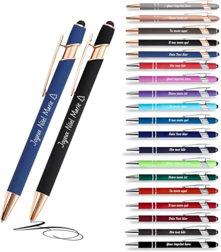 Jolis Papiers - x12 - Stift personalisiert 2 in 1 - Personalisierter Kugelschreiber mit Gravur I Rosegold-Metall I Softtouch Feeling I schwarz schreiben I integrierter Stylus Jolis Papiers - x12 - Stift personalisiert 2 in 1 - Personalisierter Kugelschreiber mit Gravur I Rosegold-Metall I Softtouch Feeling I schwarz schreiben I integrierter Stylus von Jolis Papiers