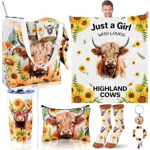 Hochlandkuh-Geschenke für Frauen, Kuh-Liebhaber, Sonnenblumenkuh-Druck, mit 590 ml Hochlandkuh, Edelstahl, Trinkbecher, Decke, Leinwand, Tasche, Socken, Schlüsselanhänger, Geschenk für Geburtstag, Hochlandkuh-Geschenke für Frauen, Kuh-Liebhaber, Sonnenblumenkuh-Druck, mit 590 ml Hochlandkuh, Edelstahl, Trinkbecher, Decke, Leinwand, Tasche, Socken, Schlüsselanhänger, Geschenk für Geburtstag, von JolliKids