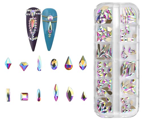 Jollin 120 Stück flache Rückseite Strasssteine Glas Charms Diamanten Edelsteine für Nagelkunst 1 Box verschiedene Formen Crystal AB Jollin 120 Stück flache Rückseite Strasssteine Glas Charms Diamanten Edelsteine für Nagelkunst 1 Box verschiedene Formen Crystal AB von Jollin