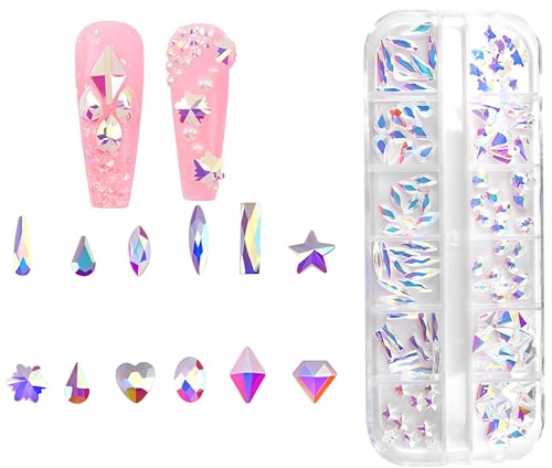 Jollin 120 Stück flache Rückseite Strasssteine Glas Charms Strasssteine Edelsteine für Nagelkunst 1 Box Multi Formen Transparent AB Jollin 120 Stück flache Rückseite Strasssteine Glas Charms Strasssteine Edelsteine für Nagelkunst 1 Box Multi Formen Transparent AB von Jollin