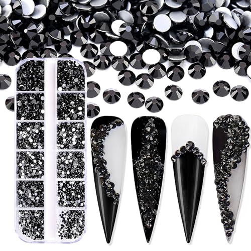 Jollin 3600 Stück Strasssteine mit flacher Rückseite, Glas-Anhänger, Edelsteine für Nagelkunst, 6 Größen, SS4 ~ SS12 Jet Jollin 3600 Stück Strasssteine mit flacher Rückseite, Glas-Anhänger, Edelsteine für Nagelkunst, 6 Größen, SS4 ~ SS12 Jet von Jollin