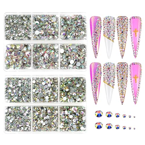 Jollin Glasanhänger mit flacher Rückseite, Strasssteine für Nagelkunst, 6 Größen, SS6~SS30, 4824 Stück Jollin Glasanhänger mit flacher Rückseite, Strasssteine für Nagelkunst, 6 Größen, SS6~SS30, 4824 Stück von Jollin