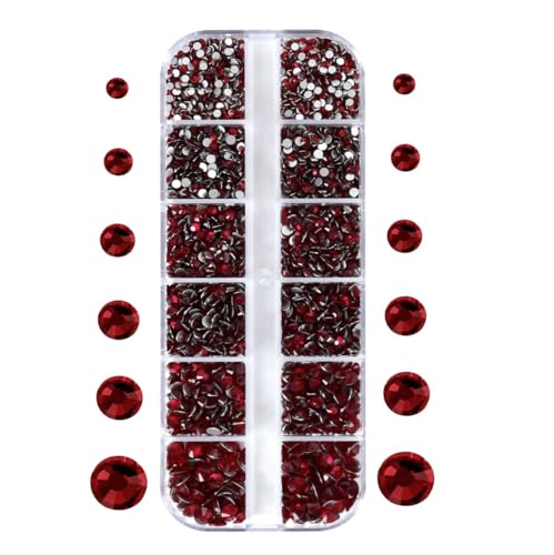 Jollin Glasanhänger mit flacher Rückseite, für Nagelkunst, 6 Größen, SS4 ~ SS12, dunkles Siam, 3600 Stück von Jollin