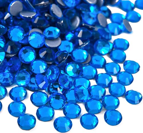 Jollin Hotfix-Kristall-Strasssteine mit flacher Rückseite, Glasdiamanten zum Basteln, Basteln, Dekorationen, Kleidung, Schuhe, 4,8 mm, SS20, Capriblau, 2880 Stück von Jollin