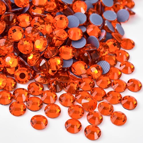 Jollin Hotfix-Kristall-Strasssteine mit flacher Rückseite, Glasdiamanten zum Basteln, Basteln, Dekorationen, Kleidung, Schuhe, 6,4 mm, SS30, Orange Siam, 576 Stück von Jollin