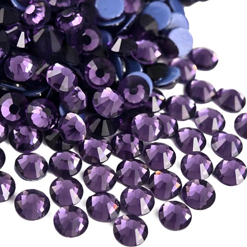 Jollin Hotfix-Kristall-Strasssteine mit flacher Rückseite, Glasdiamanten zum Basteln, Basteln, Dekorationen, Kleidung, Schuhe, 6,4 mm, SS30, Tansanit, 576 Stück von Jollin