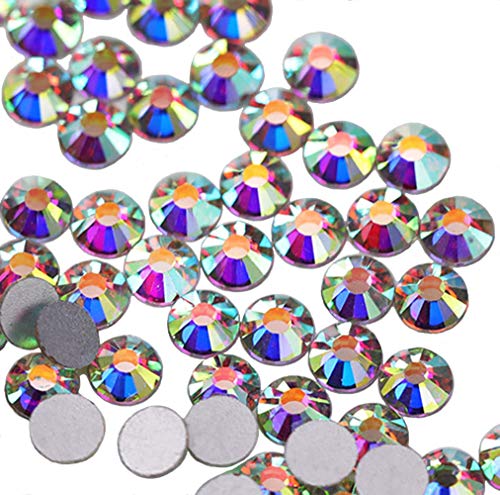 Jollin Kleber Fix Kristall Flatback Strass Glas Diamanten Runde Edelsteine 4.0mm, SS16 1440pcs, Crystal AB von Jollin