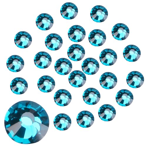Jollin Kristalle Flacher Rückseite Strasssteine Glas Glitzersteine Nagelkunst Edelsteine Runde Diamant Gems, Blauer Zirkonia, SS20 576pcs von Jollin