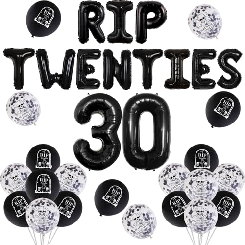 30th Birthday Decorations Black, Rip Twenties Decorations for Women Men, Black Rip to My 20s Balloons Death to My Twenties Balloons Black 30 Foil Balloon for Him Her Funny Thirty Birthday Party 30th Birthday Decorations Black, Rip Twenties Decorations for Women Men, Black Rip to My 20s Balloons Death to My Twenties Balloons Black 30 Foil Balloon for Him Her Funny Thirty Birthday Party von Jollyboom