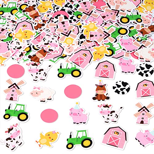 Bauernhof-Tier-Geburtstagsdekorationen, 200 Stück rosa Bauernhof-Tier-Tischdekoration Konfetti für Mädchen wilde Babyparty Geburtstagsparty Bauernhof-Tierkonfetti für Barnyard-Party-Dekoration von Jollyboom