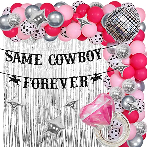 Gleiche Cowboy-Dekorationen, Disco-Cowgirl-Junggesellinnenabschied-Dekorationen – Gleiches Cowboy-Banner, Hot Pink Ballon Girlande Bogen, Disco-Folienballons für Brautparty-Dekorationen von Jollyboom