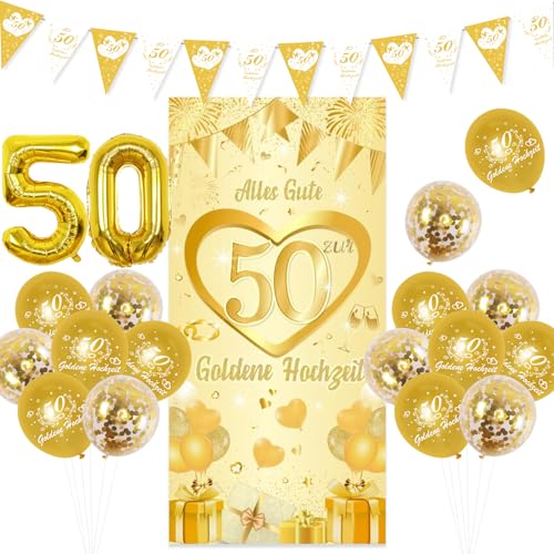 Goldene Hochzeit Deko, 50. Goldenen Hochzeit Banner, 50. Goldene Hochzeit Luftballons, Alles Gute 50. Goldene Hochzeitstag Hintergrund Dekoration für Jubiläum Hochzeit, 50 Goldene Hochzeit Deko Goldene Hochzeit Deko, 50. Goldenen Hochzeit Banner, 50. Goldene Hochzeit Luftballons, Alles Gute 50. Goldene Hochzeitstag Hintergrund Dekoration für Jubiläum Hochzeit, 50 Goldene Hochzeit Deko von Jollyboom