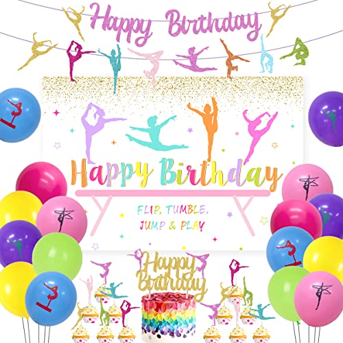 Gymnastik Geburtstag Dekorationen Happy Birthday Banner für Kuchendekoration, Gymnastikbälle und Cupcake Girlande Thema Gymnastik Geburtstagsfeier Gymnastik Geburtstag Dekorationen Happy Birthday Banner für Kuchendekoration, Gymnastikbälle und Cupcake Girlande Thema Gymnastik Geburtstagsfeier von Jollyboom