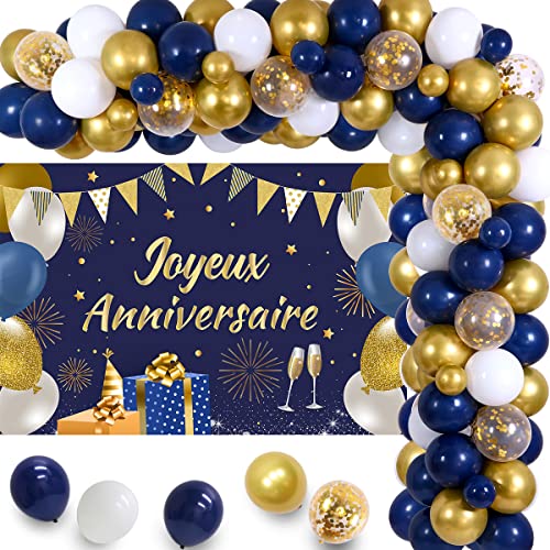 Happy Birthday-Dekoration, Banner, Marineblau, Luftballons, Geburtstag, goldfarben, Marineblau, Happy Birthday, Partydekoration für Männer und Frauen Erwachsene Happy Birthday-Dekoration, Banner, Marineblau, Luftballons, Geburtstag, goldfarben, Marineblau, Happy Birthday, Partydekoration für Männer und Frauen Erwachsene von Jollyboom