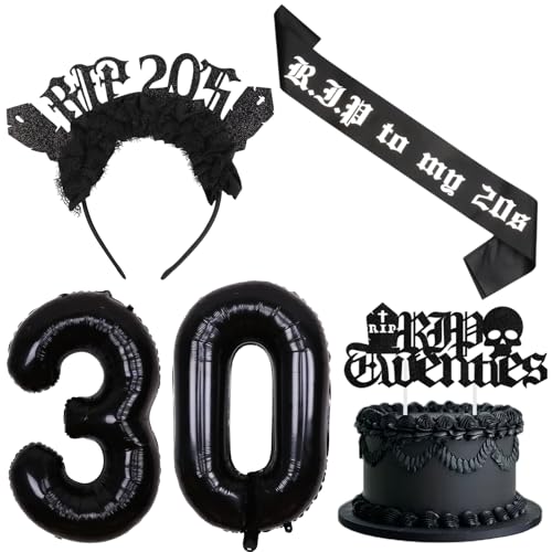 Jollyboom 30 Geburtstag Schärpe und Tiara für Frauen, Rip to My 20s Geburtstag Dekoration Schärpe und Krone, Rip Twenties Cake Topper 30 Folienballon für Frauen Her Death to My 20s Funny Thirty Jollyboom 30 Geburtstag Schärpe und Tiara für Frauen, Rip to My 20s Geburtstag Dekoration Schärpe und Krone, Rip Twenties Cake Topper 30 Folienballon für Frauen Her Death to My 20s Funny Thirty von Jollyboom