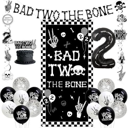 Jollyboom Bad Two the Bone Geburtstagsparty-Dekorationen Jungen, Bad 2 The Bone Banner Tür Veranda Schild hängende Wirbel Kuchen Topper Folienballons für 2 Jahre alten Jungen Musik Rock and Roll 2 Jollyboom Bad Two the Bone Geburtstagsparty-Dekorationen Jungen, Bad 2 The Bone Banner Tür Veranda Schild hängende Wirbel Kuchen Topper Folienballons für 2 Jahre alten Jungen Musik Rock and Roll 2 von Jollyboom