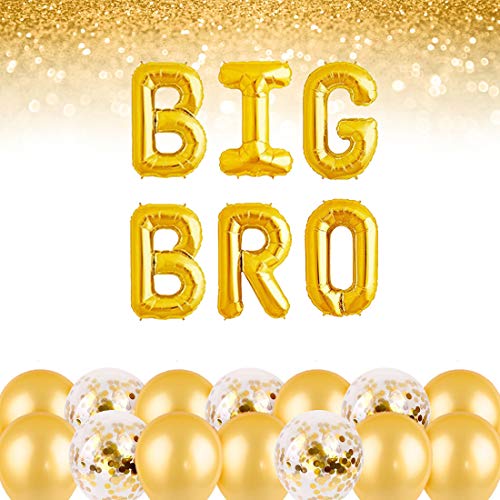 Jollyboom Big Bro Geschlecht enthüllen Partydekorationen Gold Big Bro Ballon Banner für Big Brother Baby Announcement Party Dekoration von Jollyboom