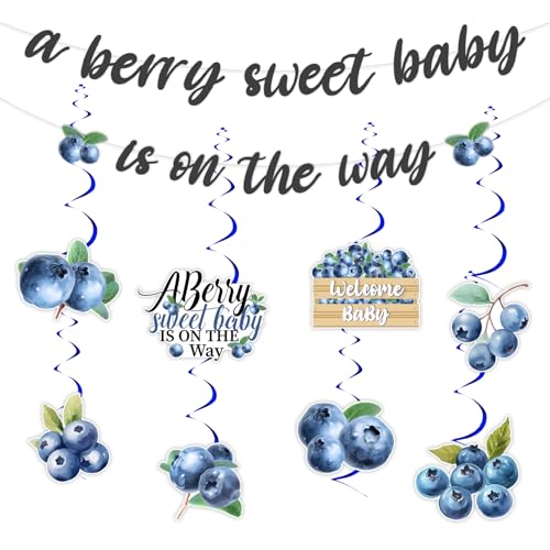 Jollyboom Blueberry Babyparty-Dekorationen, ein beerensüßes Baby ist auf dem Weg Banner hängende Wirbel Luftschlangen Girlande für Obst Thema Willkommen Baby Geschlecht Enthüllung Party Jollyboom Blueberry Babyparty-Dekorationen, ein beerensüßes Baby ist auf dem Weg Banner hängende Wirbel Luftschlangen Girlande für Obst Thema Willkommen Baby Geschlecht Enthüllung Party von Jollyboom